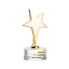 Spicer Gold Star Full Color on Half Round Base Clear Metal Trophy - Star Trophies