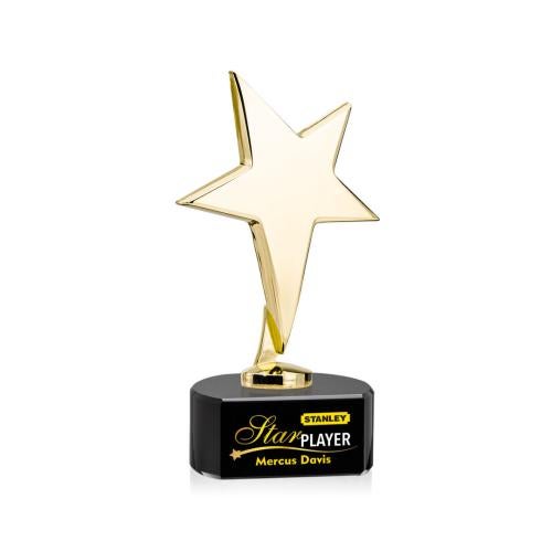 Awards and Plaques - Custom Trophies - Spicer Gold Star Full Color on Half Round Base Black Metal Trophy