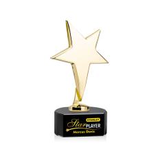 Spicer Gold Star Full Color on Half Round Base Black Metal Trophy - Star Trophies