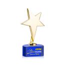 Spicer Gold Star Full Color on Half Round Base Blue Metal Trophy