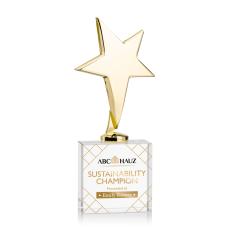 Spicer Gold Star Full Color on Woodlawn Base Clear Metal Trophy - Star Trophies