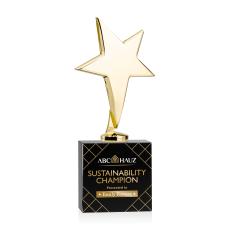 Spicer Gold Star Full Color on Woodlawn Base Black Metal Trophy - Trophies