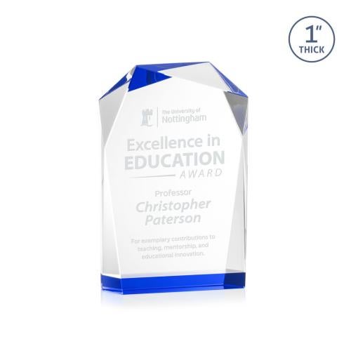 Awards and Plaques - Crystal Trophies - Donvale Blue Unique Crystal Trophy
