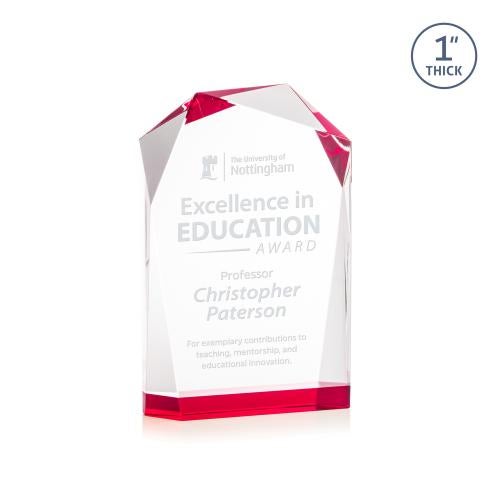 Awards and Plaques - Crystal Trophies - Donvale Red Polygon Crystal Trophy