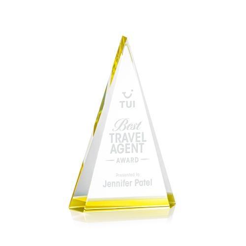 Awards and Plaques - Crystal Trophies - Helston Gold Pyramid Crystal Trophy