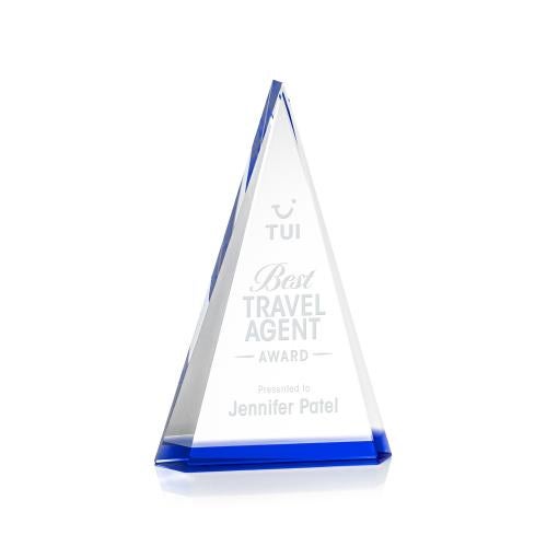 Awards and Plaques - Crystal Trophies - Helston Blue Pyramid Crystal Trophy