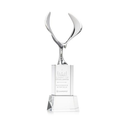 Awards and Plaques - Crystal Trophies - Maverick Eagle on Belcroft Base Clear Animals Crystal Trophy