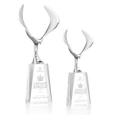 Maverick Eagle on Chandler Base Clear Animals Crystal Trophy - Patriotic and Government Awards 