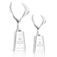 Maverick Eagle on Chandler Base Clear Animals Crystal Trophy - Patriotic and Government Awards 