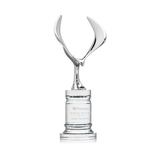 Awards and Plaques - Crystal Trophies - Maverick Eagle on Pedestal Base Clear Animals Crystal Trophy
