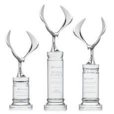 Maverick Eagle on Pedestal Base Clear Animals Crystal Trophy - Patriotic and Government Awards 