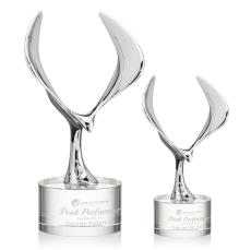 Maverick Eagle on Round Base Clear Animals Crystal Trophy - Crystal Trophies
