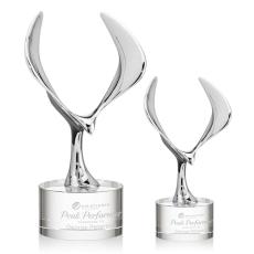 Maverick Eagle on Round Base Clear Animals Crystal Trophy - Eagle Awards
