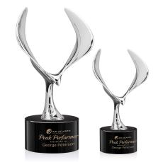 Maverick Eagle on Round Base Black Animals Crystal Trophy - Trophies