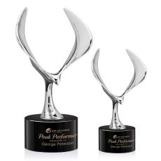 Maverick Eagle on Round Base Black Animals Crystal Trophy - Eagle Awards