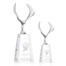 Maverick Eagle on Tall Base Clear Animals Crystal Trophy - Eagle Awards