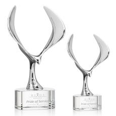 Maverick Eagle on Half Round Base Clear Animals Crystal Trophy - Eagle Awards