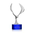 Maverick Eagle on Half Round Base Blue Animals Crystal Trophy