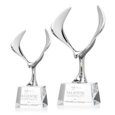 Maverick Eagle on Small Base Clear Animals Crystal Trophy - Patriotic and Government Awards 