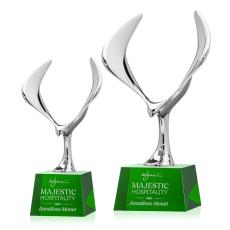 Maverick Eagle on Small Base Green Animals Crystal Trophy - Patriotic and Government Awards 