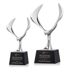 Maverick Eagle on Small Base Black Animals Crystal Trophy - Trophies