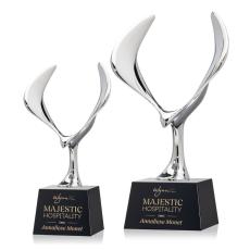Maverick Eagle on Small Base Black Animals Crystal Trophy - Patriotic and Government Awards 