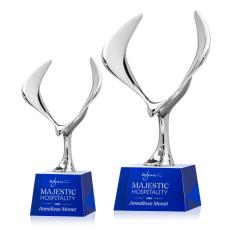 Maverick Eagle on Small Base Blue Animals Crystal Trophy - Patriotic and Government Awards 