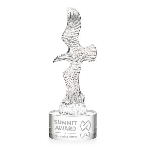 Awards and Plaques - Crystal Trophies - Coyle Eagle on Round Base - Clear