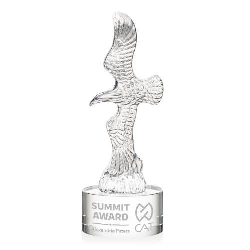 Awards and Plaques - Crystal Trophies - Coyle Eagle on Round Base - Clear