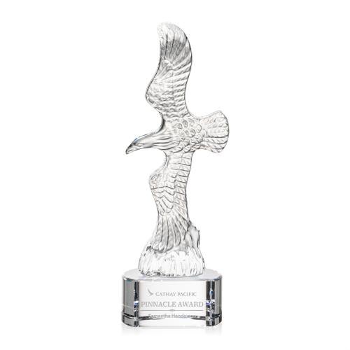 Awards and Plaques - Crystal Trophies - Coyle Eagle on Half Round Base - Clear
