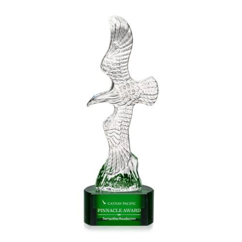 Awards and Plaques - Crystal Trophies - Coyle Eagle on Half Round Base - Green