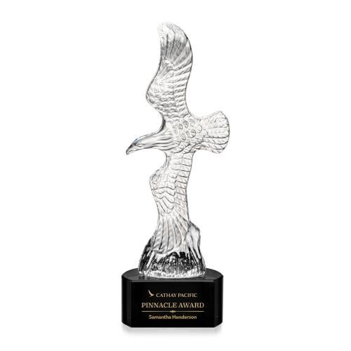 Awards and Plaques - Crystal Trophies - Coyle Eagle on Half Round Base - Black