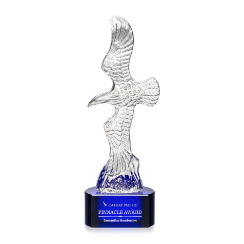 Awards and Plaques - Crystal Trophies - Coyle Eagle on Half Round Base - Blue
