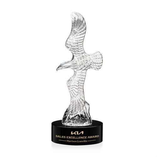 Awards and Plaques - Crystal Trophies - Coyle Eagle on Lockwood Base - Black