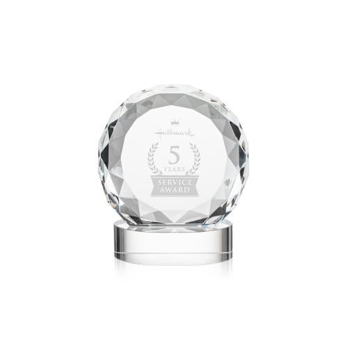 Awards and Plaques - Crystal Trophies - Milton on Alberton Base Clear Circle Crystal Trophy