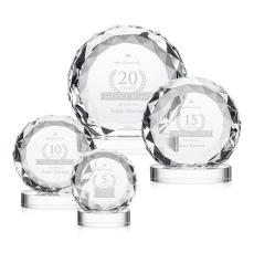Milton on Alberton Base Clear Circle Crystal Trophy - Diamond Trophies