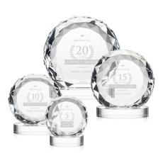 Milton on Alberton Base Clear Circle Crystal Trophy - Diamond Trophies