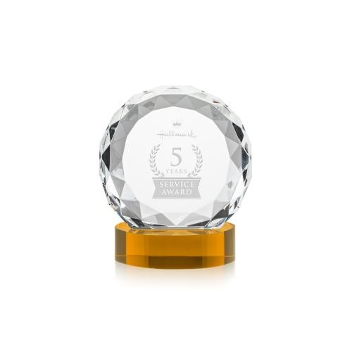 Awards and Plaques - Crystal Trophies - Milton on Alberton Base Amber Circle Crystal Trophy
