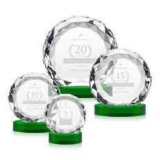 Milton on Alberton Base Green Circle Crystal Trophy - Diamond Trophies