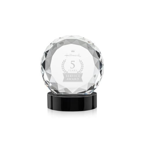 Awards and Plaques - Crystal Trophies - Milton on Alberton Base Black Circle Crystal Trophy