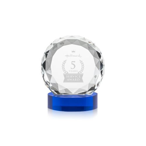 Awards and Plaques - Crystal Trophies - Milton on Alberton Base Blue Circle Crystal Trophy