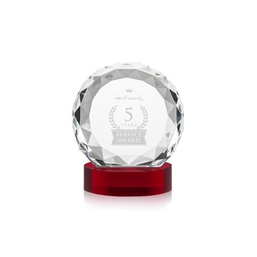 Awards and Plaques - Crystal Trophies - Milton on Alberton Base Red Circle Crystal Trophy