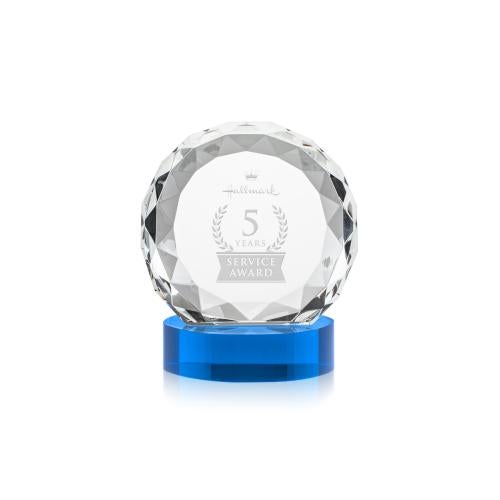 Awards and Plaques - Crystal Trophies - Milton on Alberton Base Sky Blue Circle Crystal Trophy