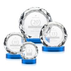 Milton on Alberton Base Sky Blue Circle Crystal Trophy - Diamond Trophies