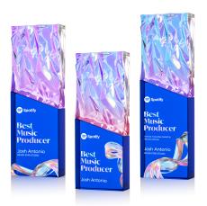 Ophelia Full Color Blue Rectangle Crystal Trophy - Crystal Trophies