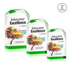 Donvale Full Color Green Unique Crystal Trophy - Crystal Trophies