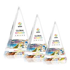 Helston Full Color Clear Pyramid Crystal Trophy - Custom Trophies