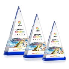 Helston Full Color Blue Pyramid Crystal Trophy - Crystal Trophies