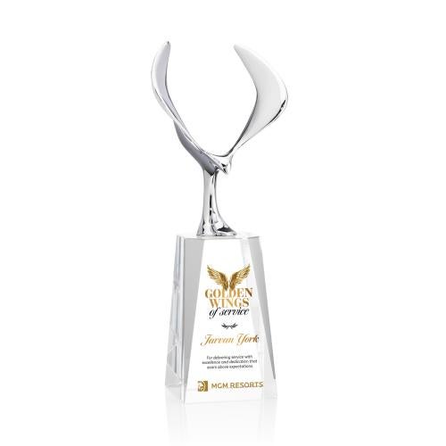 Awards and Plaques - Crystal Trophies - Maverick Eagle Full Color on Chandler Base Clear Animals Crystal Trophy