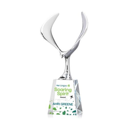 Awards and Plaques - Crystal Trophies - Maverick Eagle Full Color on Medium Base Clear Animals Crystal Trophy